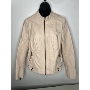 Apt. 9 Light Pink Faux Leather Moto Zipper Jacket Women’s Size Small